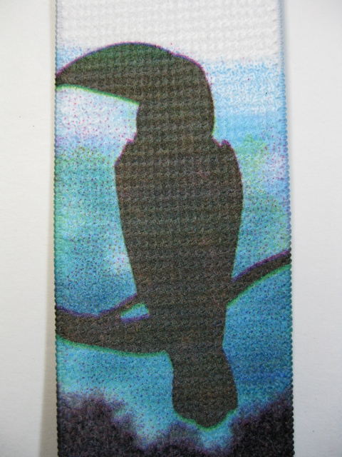 WILDLIFE TOUCAN Button On. 1 1/2"x 48" "Y" Style Leather Ends. Entirely Stretchable Hand Washable and Hang to Dry Cotton/Polyester Material. YB-PB130N48WLTC